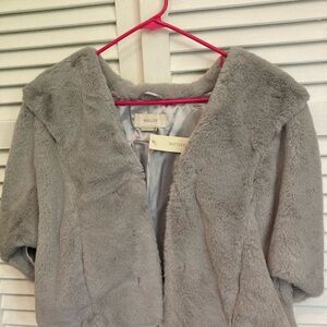 New with tags-BHLDN Maxime Satin-Lined Faux Fur Wrap